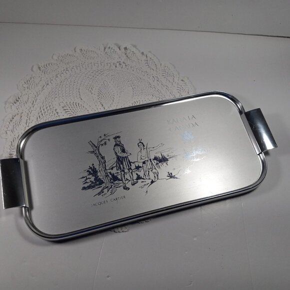 Canada Centennial Tray / Plaque Jacques Cartier Kanata Hochelaga Aluminium - Picture 2 of 9